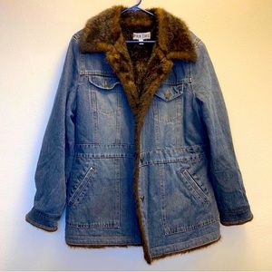 Vintage Marvin Richards Faux Fur Jean Jacket!!! Size Medium